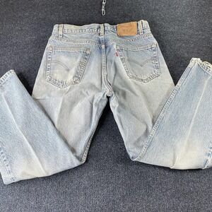 Vintage 90s Levis 505 Jeans 34x29 Light Wash Blue Denim Straight Leg Distressed